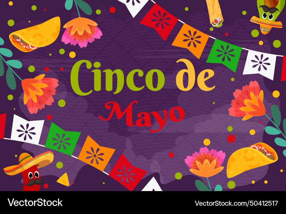 Flat cinco de mayo with particle element vector image