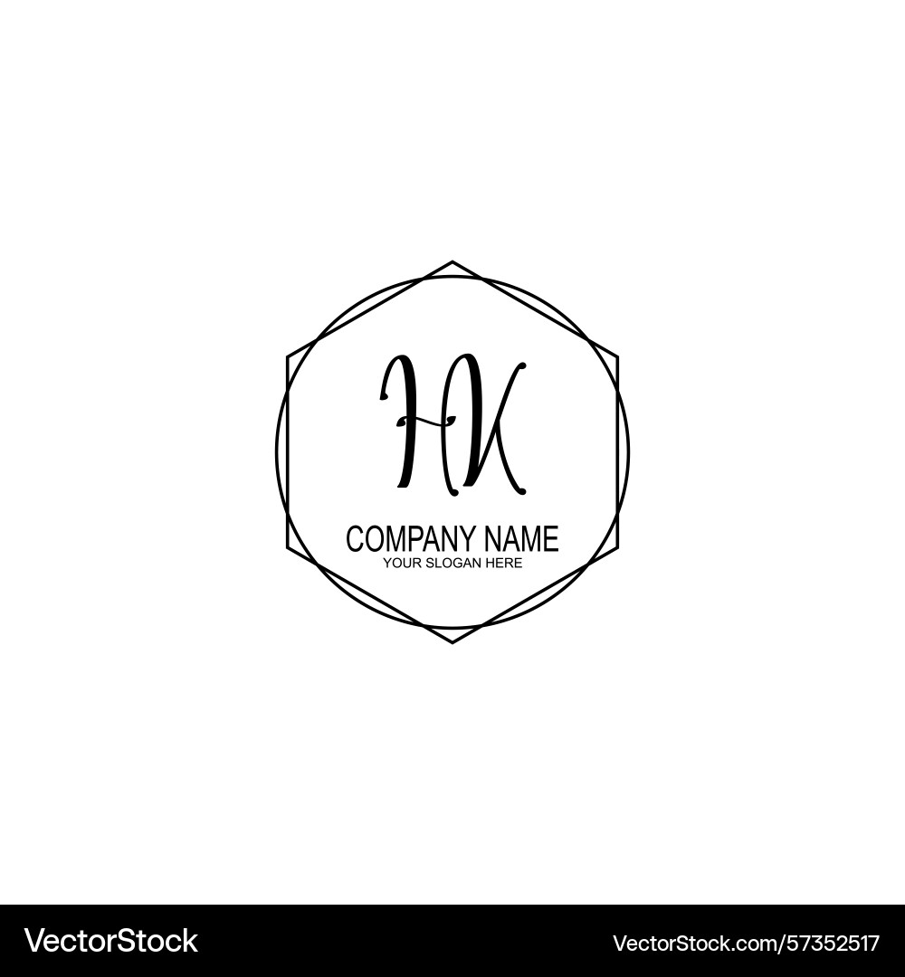 Minimalist handwritten hk initial logos with soft Vector Image