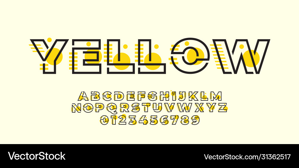 Minimalist yellow with line font style design Minimalist yellow with line font style design vector image