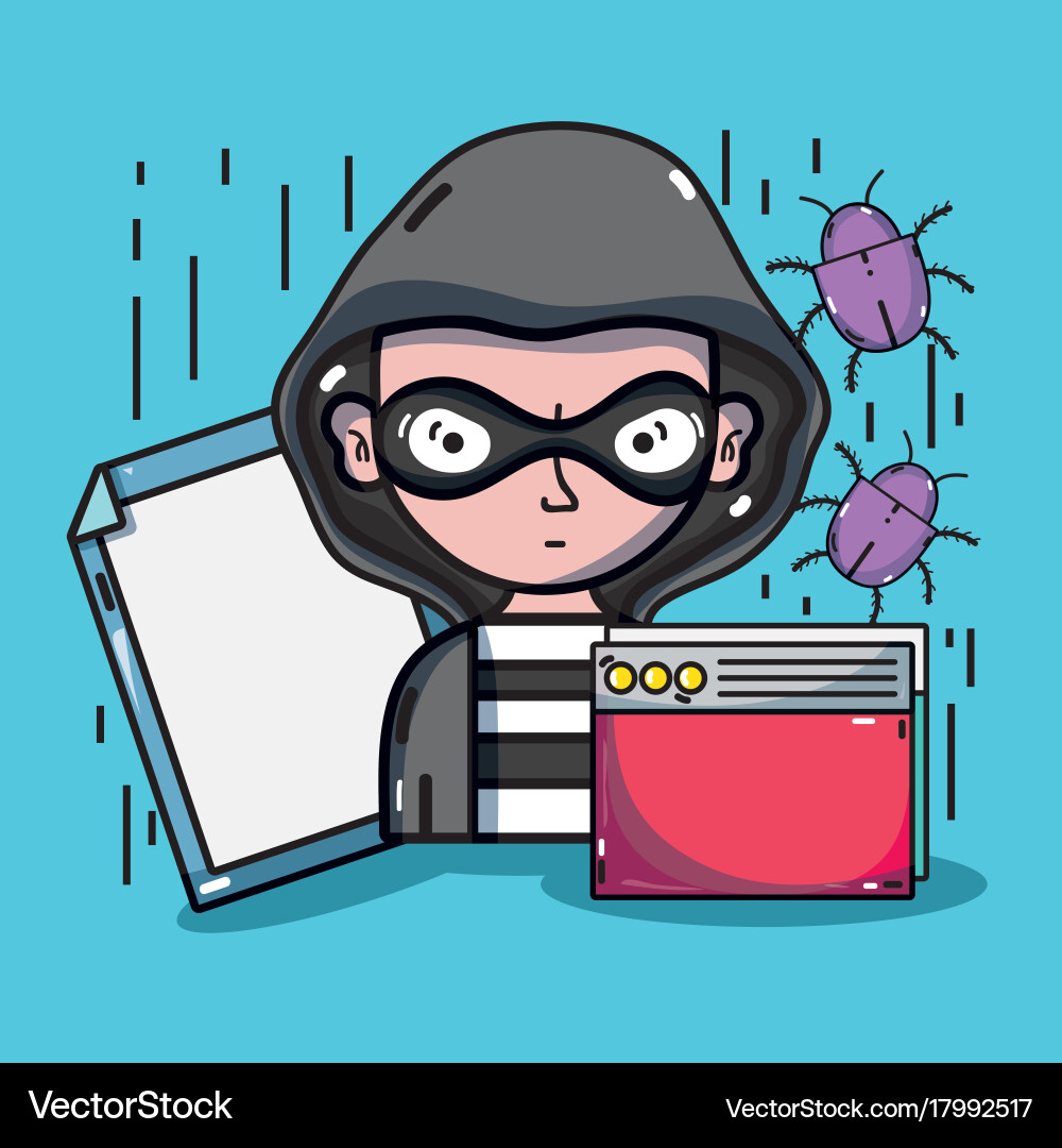 Person hacker to programmer virus in the system vector image