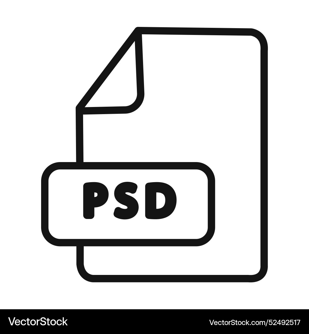 Psd file format icon linear graphics set Psd file format icon linear graphics set vector image