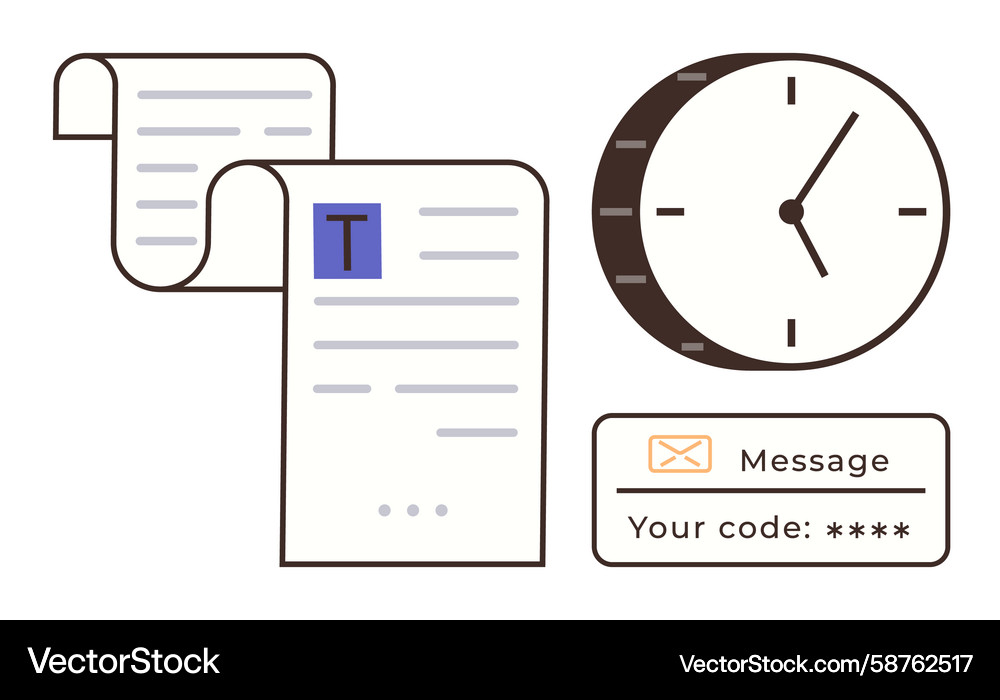 Secure Document Review & Code Notification Vector Image