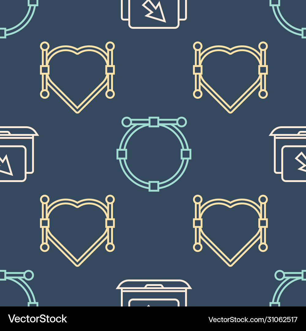 Set line laptop and cursor heart with bezier Set line laptop and cursor heart with bezier vector image