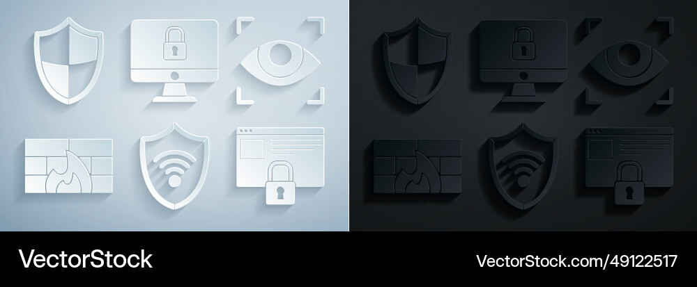 Set shield with wifi wireless internet network Set shield with wifi wireless internet network vector image