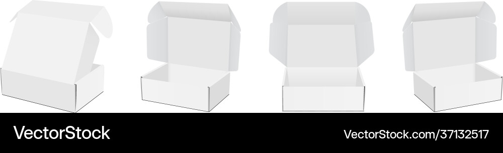 Square mailing paper boxes with opened lid Vector Image