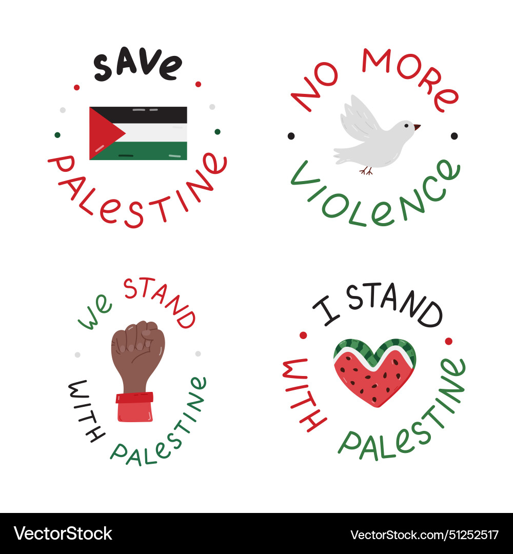 We stand with palestine set of icons Royalty Free Vector