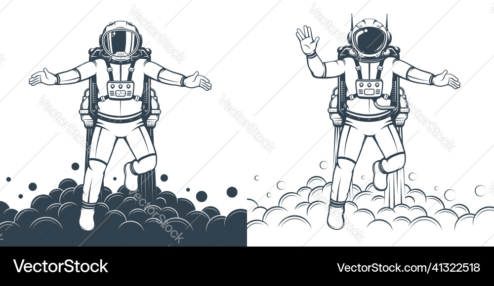 Astronaut floating - retro print Astronaut floating - retro print vector image