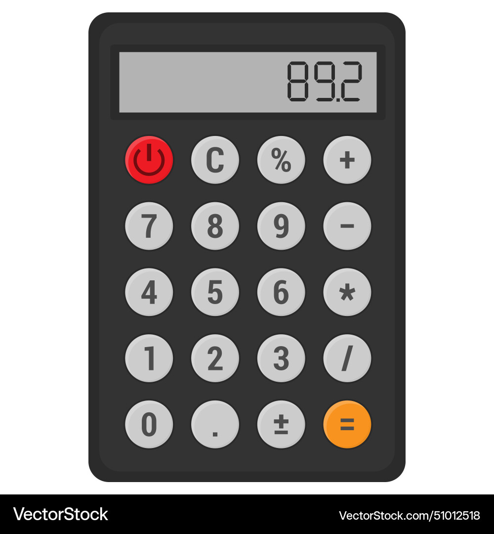 Basic calculator with round buttons vector image