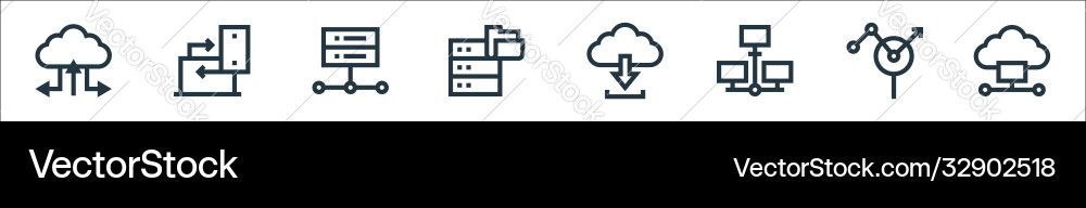 Big data line icons linear set quality Big data line icons linear set quality vector image