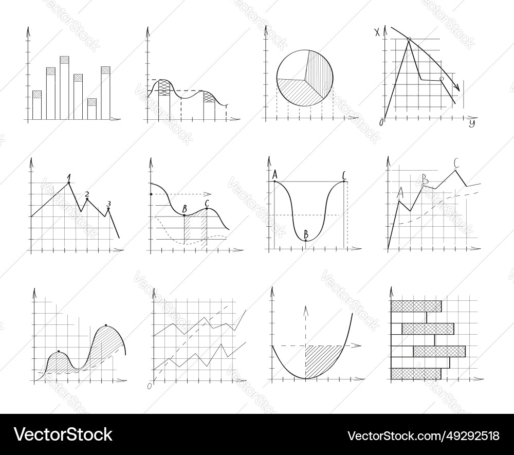 Chart graph in doodle style approximation Chart graph in doodle style approximation vector image