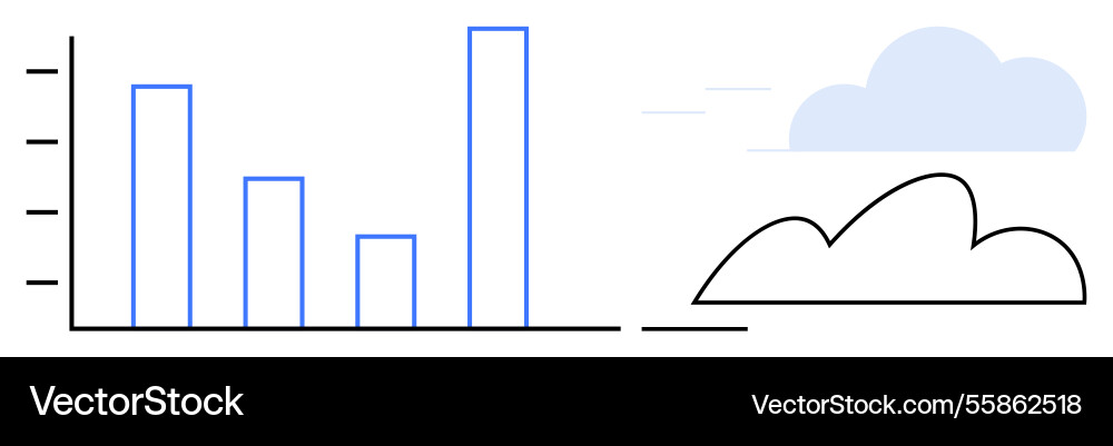 Data visualization with bar graph and cloud Vector Image