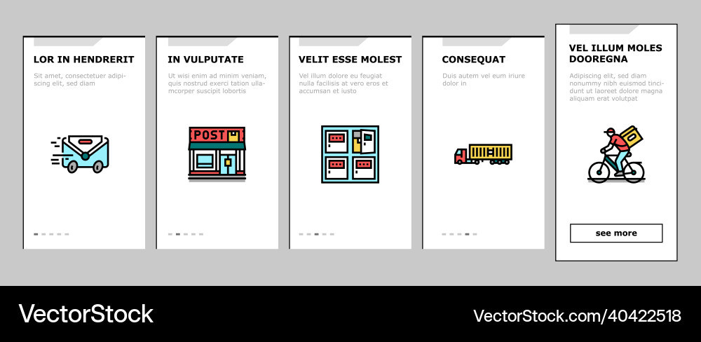 Delivery service application onboarding icons set Delivery service application onboarding icons set Vector Image