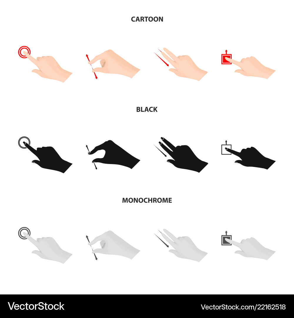 Isolated object of touchscreen and hand sign set vector image