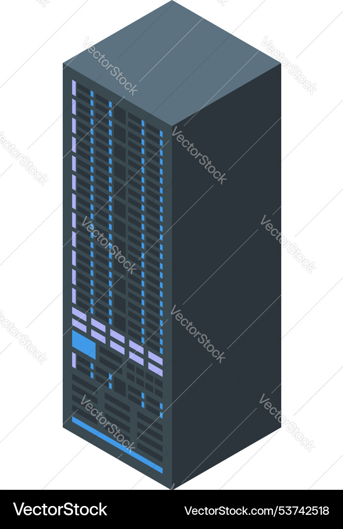 Isometric icon of a server unit processing big Isometric icon of a server unit processing big vector image