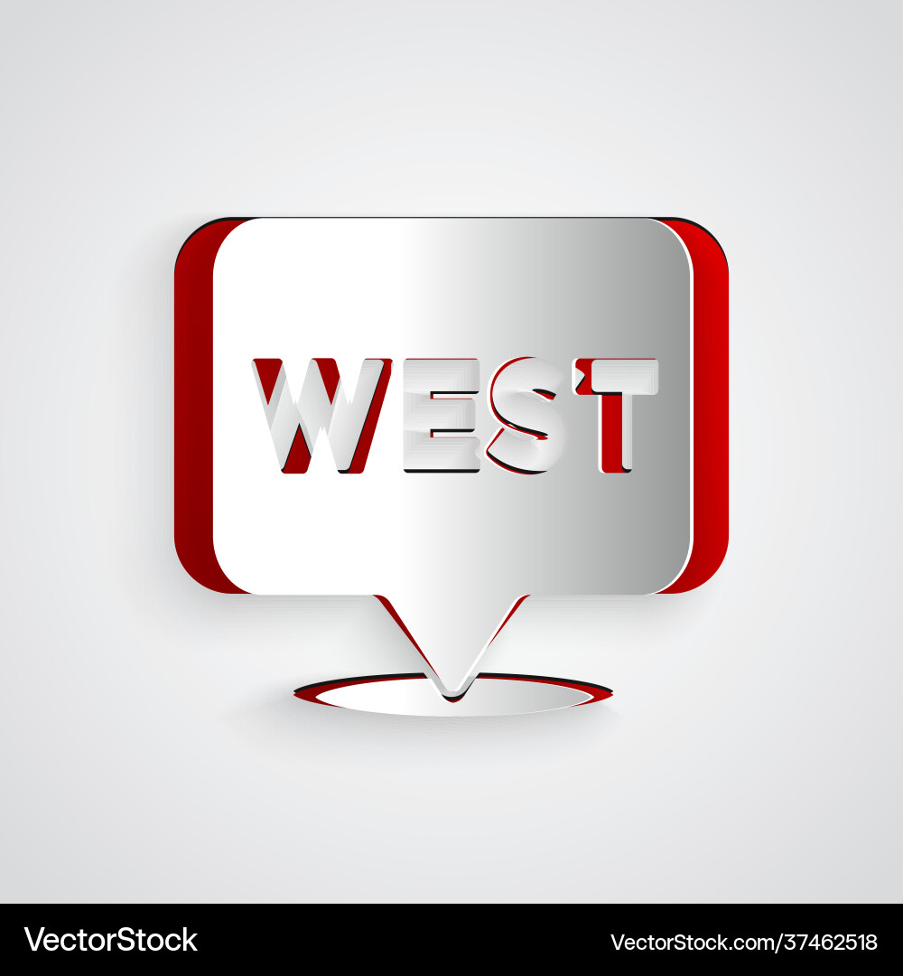 Paper cut pointer to wild west icon isolated Paper cut pointer to wild west icon isolated vector image