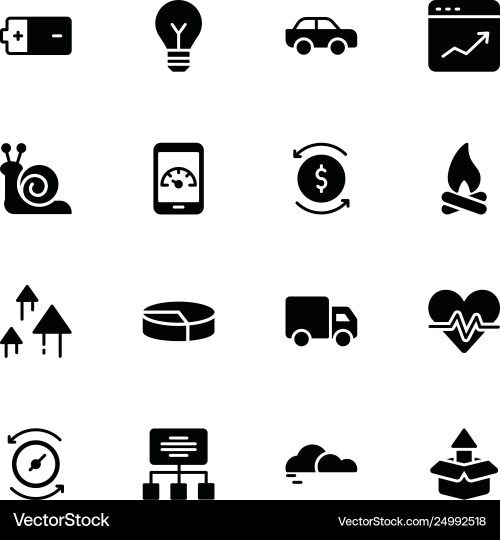 Power speed graph sprint solid icons set Power speed graph sprint solid icons set vector image