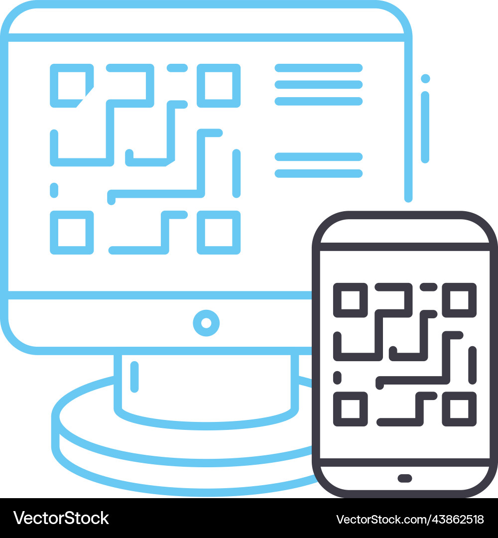 Qr code reader line icon outline symbol Qr code reader line icon outline symbol vector image