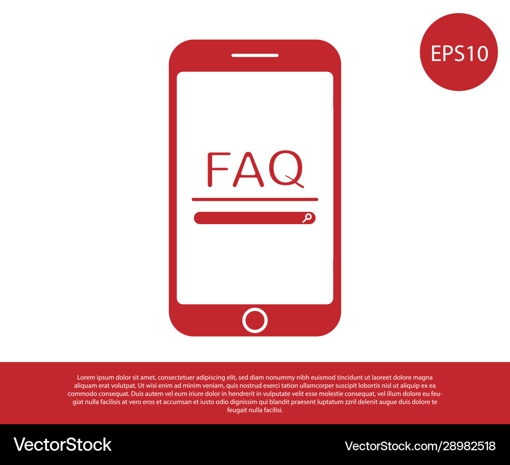 Red mobile phone with text faq information icon vector image