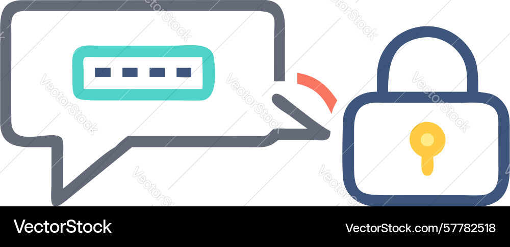Secure communication icon locked message and data vector image