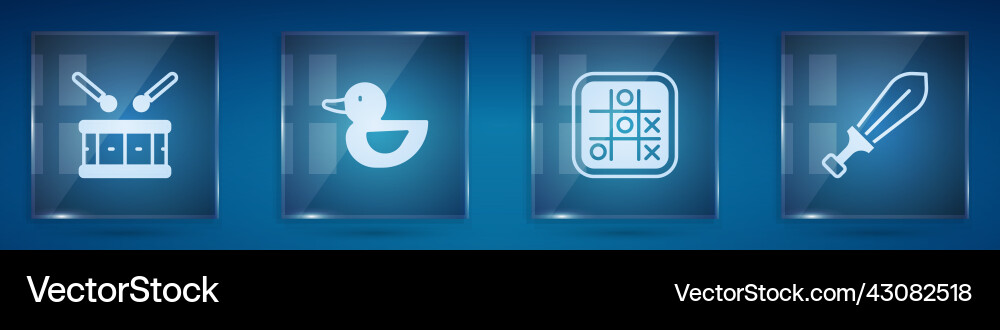 Set drum with sticks rubber duck tic tac Set drum with sticks rubber duck tic tac Vector Image