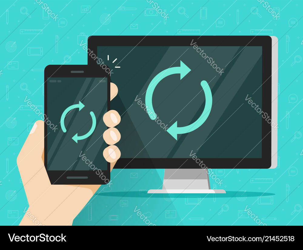 Smartphone and Computer Sync vector image