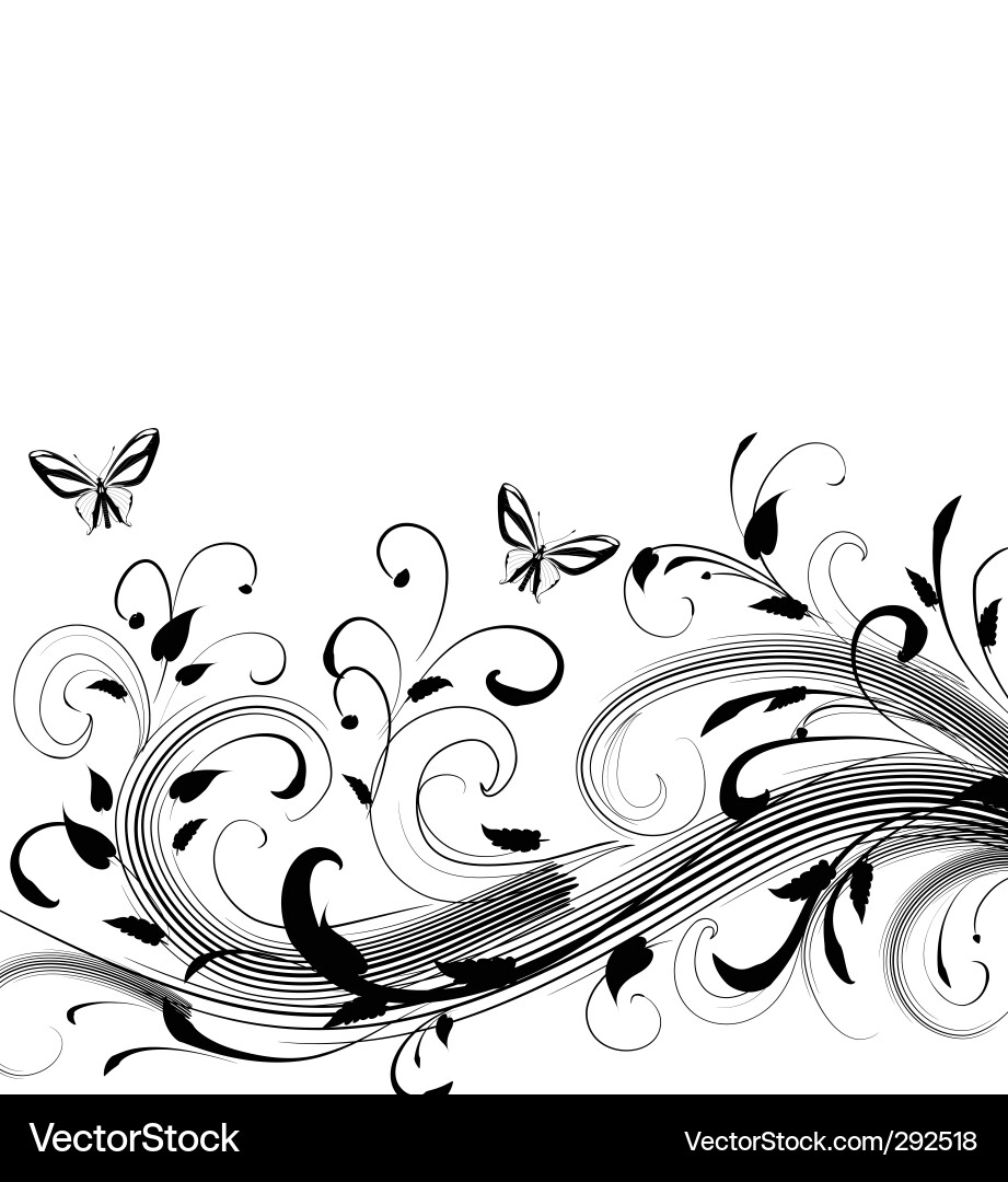 Swirling Floral Curves vector image