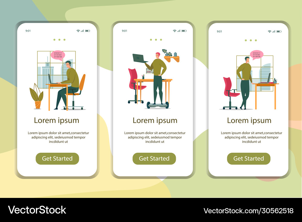 Testing programs in office to look for errors Testing programs in office to look for errors vector image