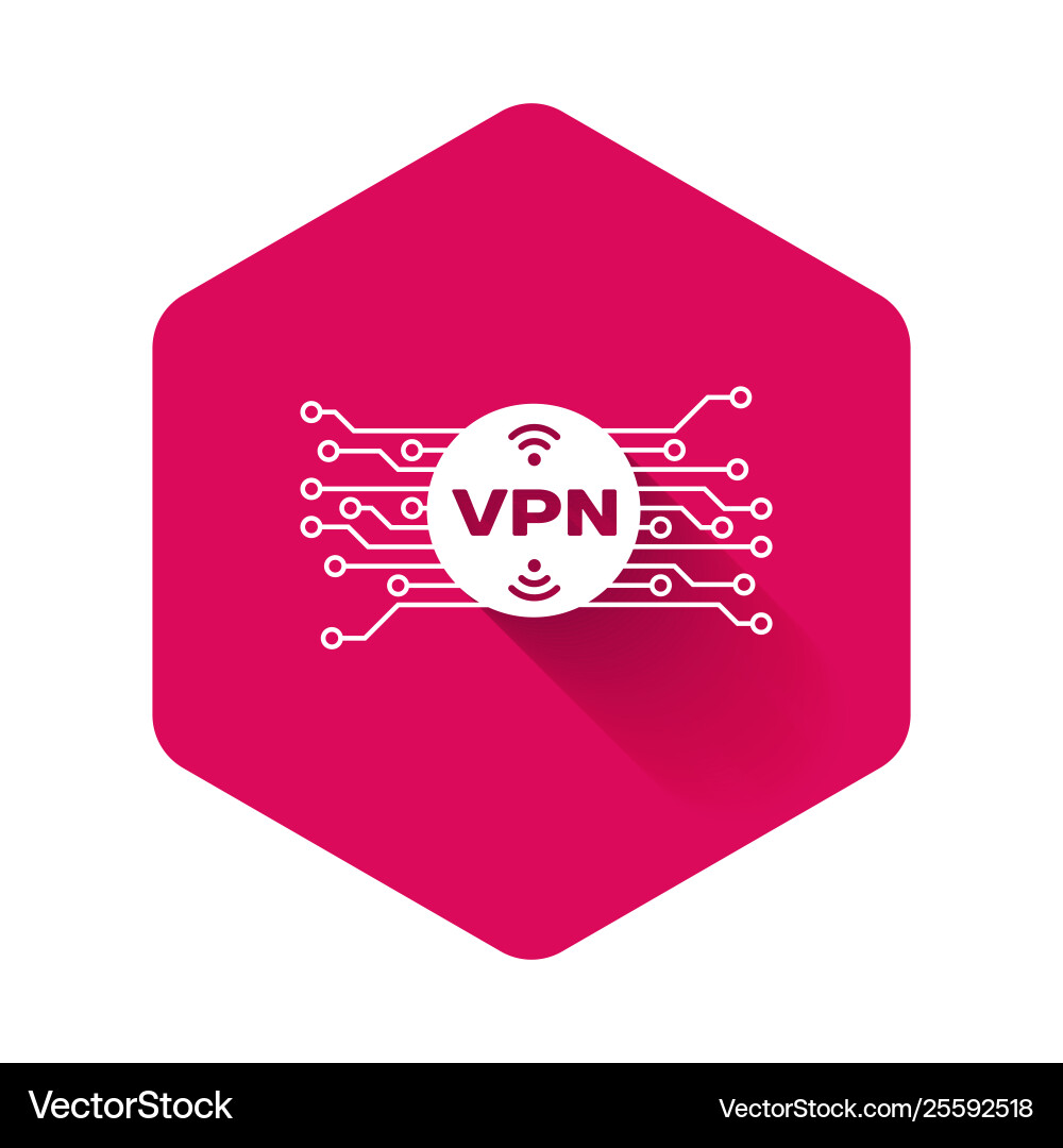 White vpn in circle with microchip circuit icon White vpn in circle with microchip circuit icon vector image