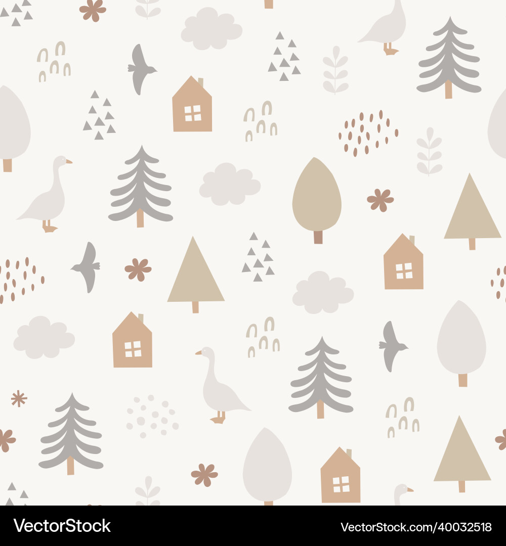 Winter boho pattern seamless with abstract vector image
