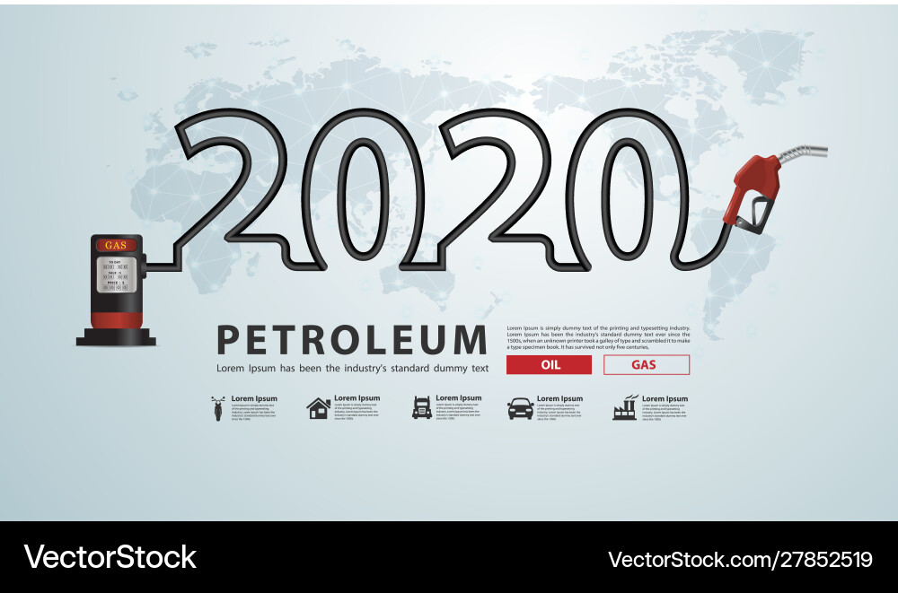 2020 new year petroleum concept with gasoline 2020 new year petroleum concept with gasoline vector image