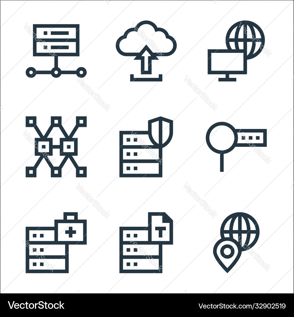 Big data line icons linear set quality Big data line icons linear set quality vector image