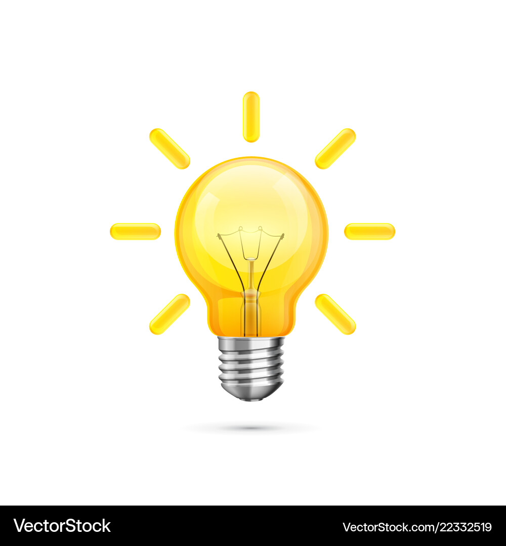Bright Lightbulb Idea Icon – Royalty-Free Vector | VectorStock, image size:1000x1080