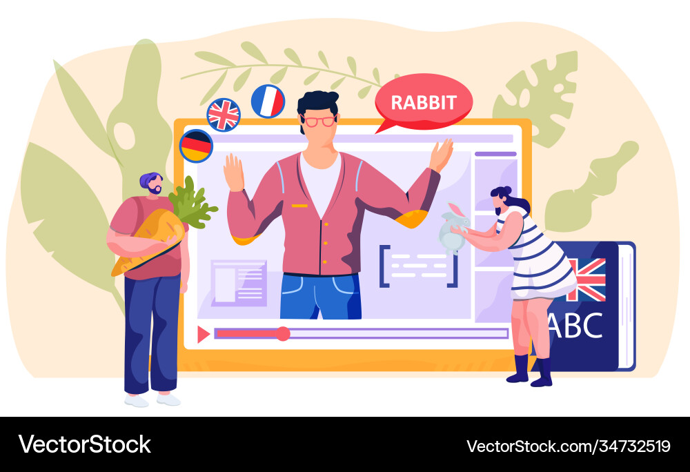 English lesson on screen a computer learn English lesson on screen a computer learn vector image