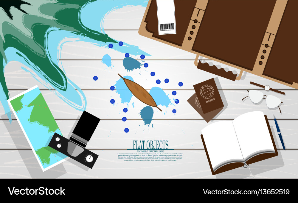 Flat object design set ready to travel Vector Image