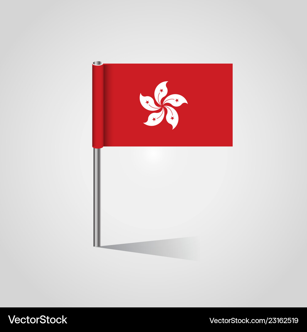 Hong kong flag map pin vector image