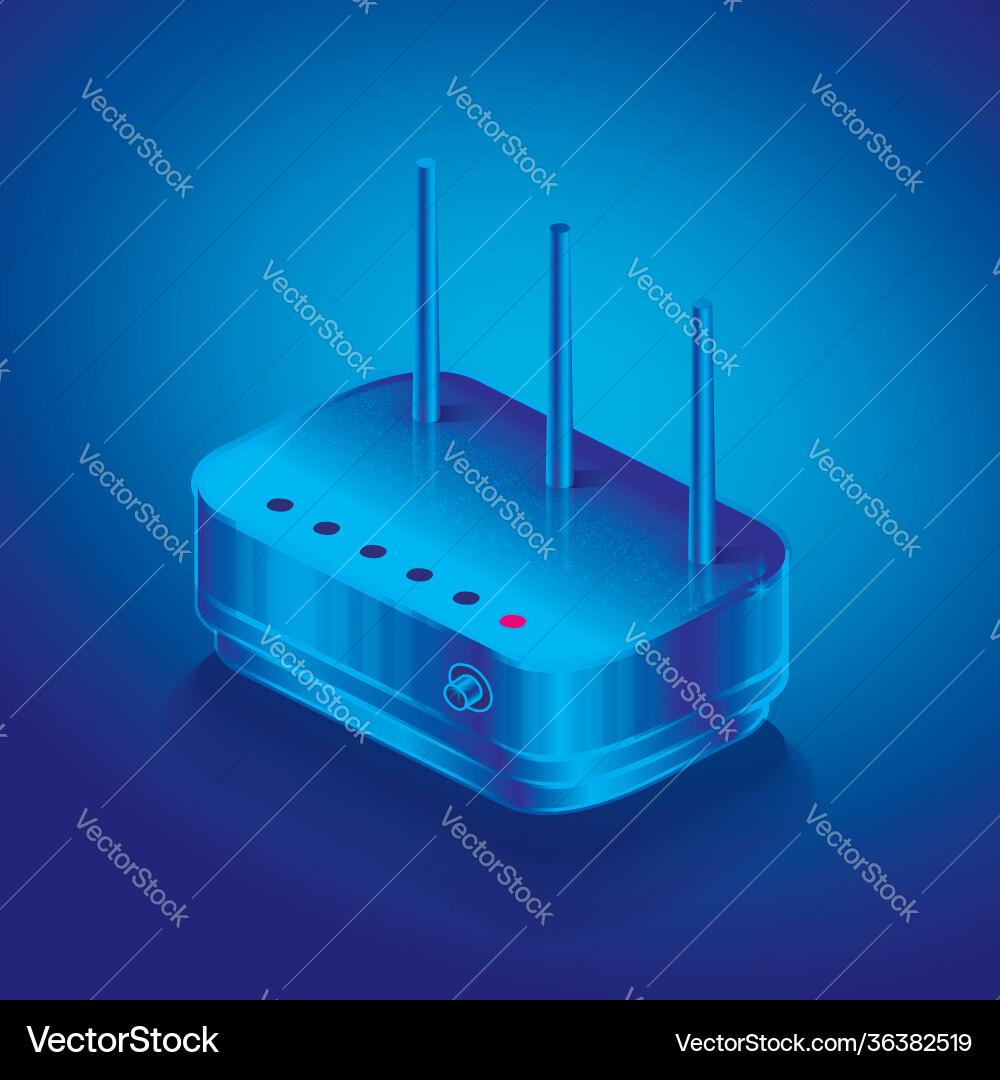 Isometric network router outline wifi wireless Isometric network router outline wifi wireless Vector Image