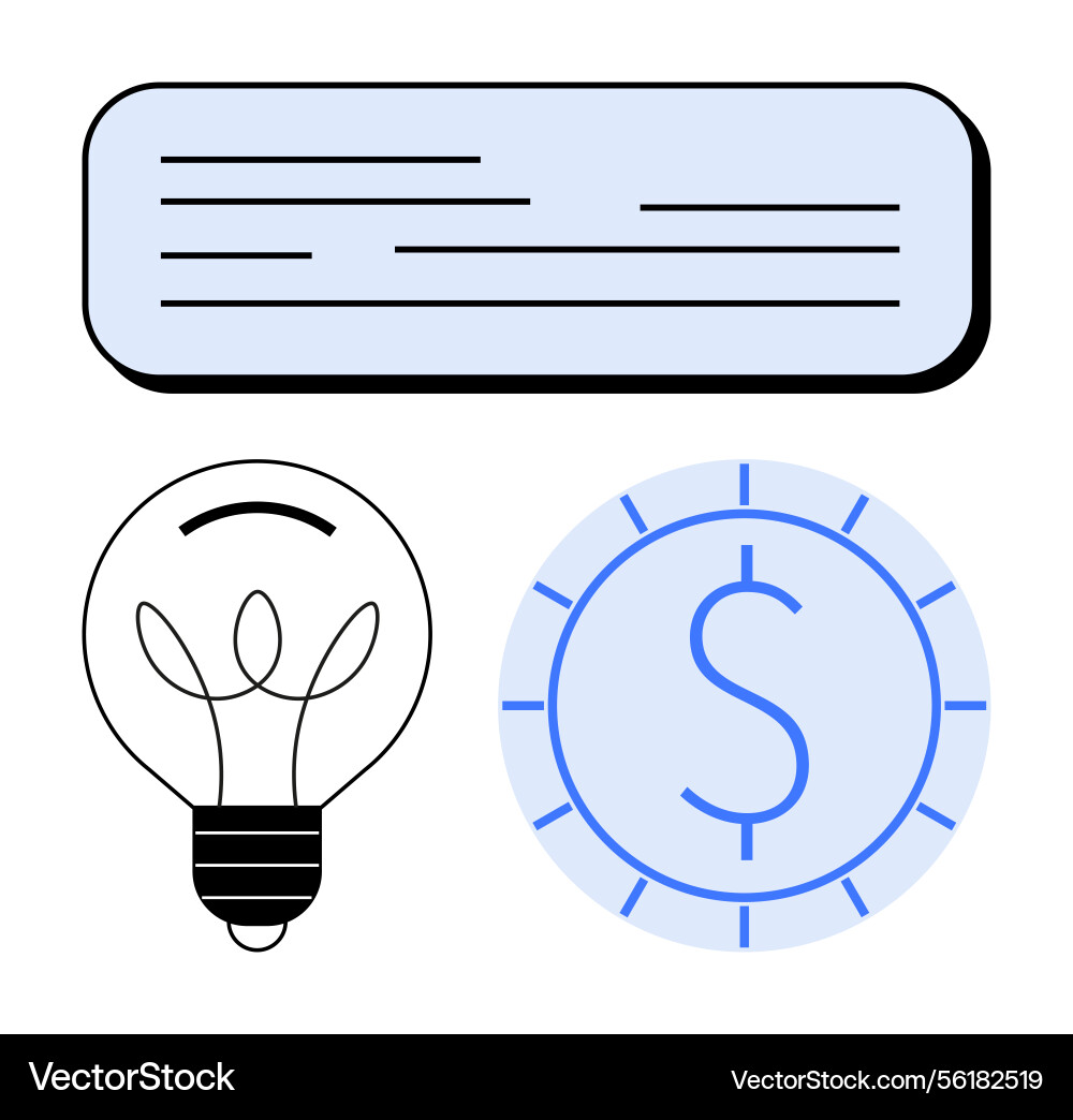 Light bulb currency coin and text box Light bulb currency coin and text box vector image