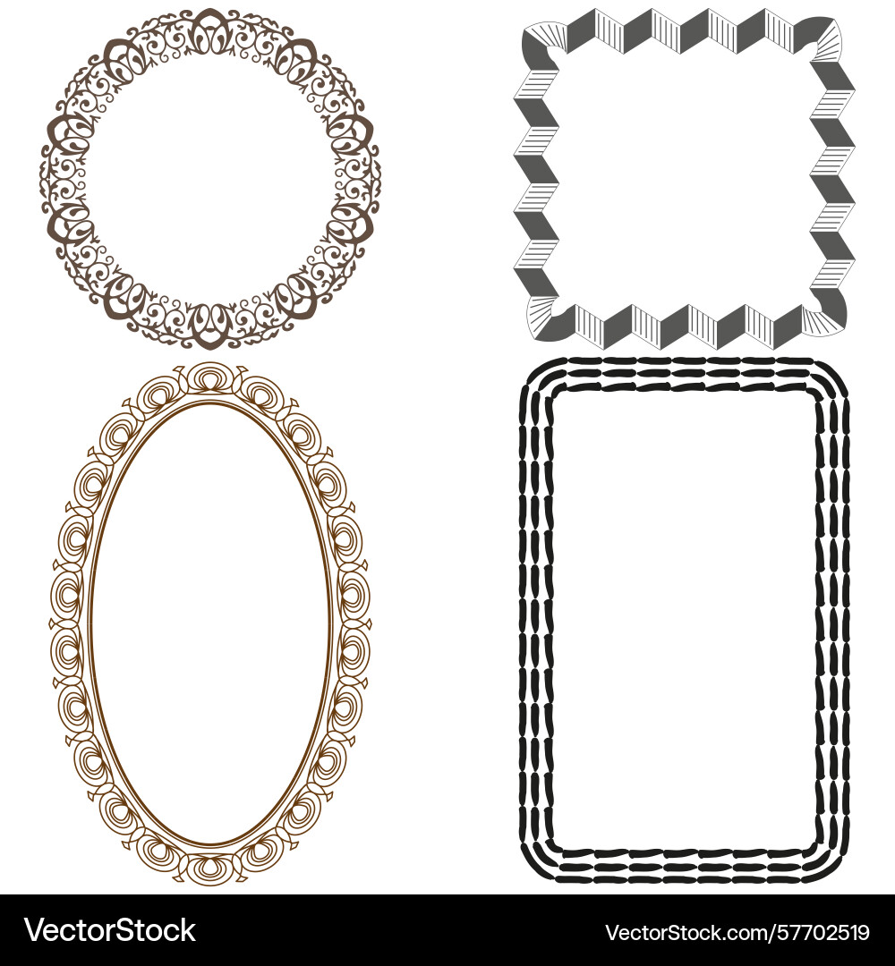 Mixed chain frames oval square borders textured vector image
