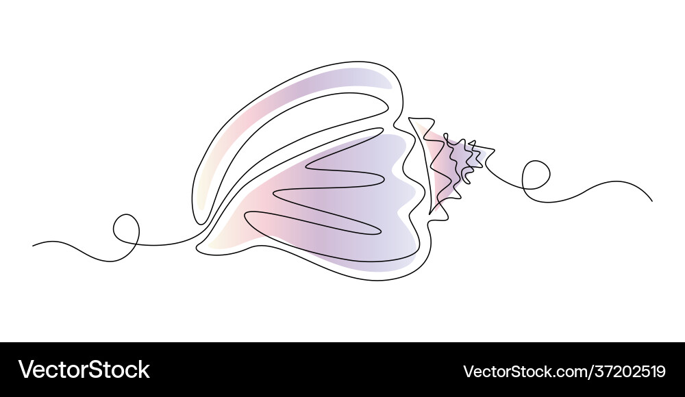 Seashell in one continuous line drawing style Seashell in one continuous line drawing style vector image