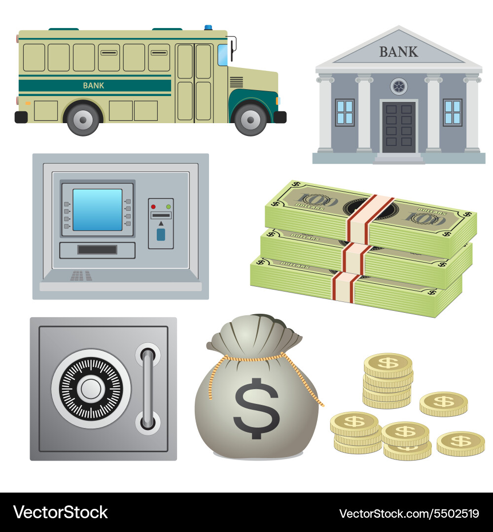 Set of bank objects Vector Image