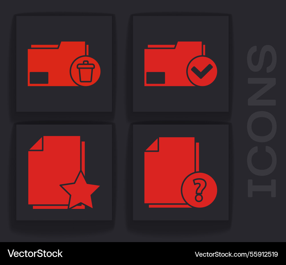 Set unknown document delete folder Set unknown document delete folder vector image