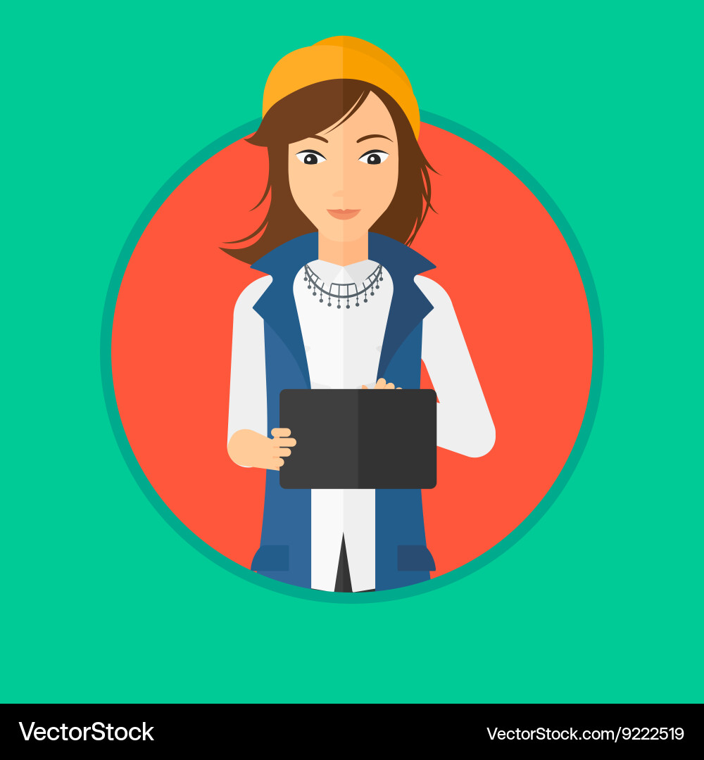Student working on tablet computer Vector Image