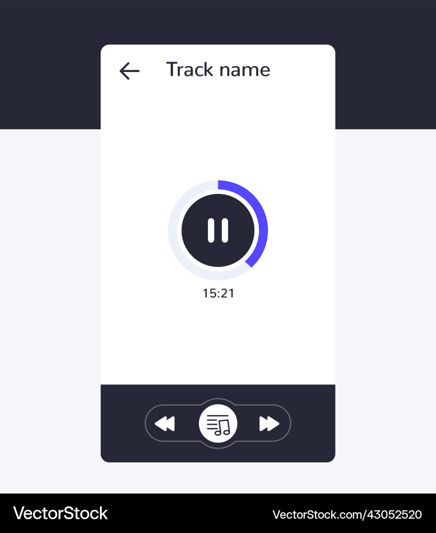 Audio player interface mobile app design vector image