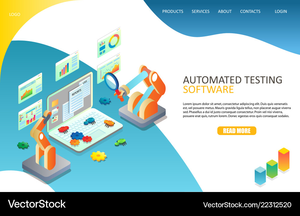 Automatisierte Software Testing Landing Page Website Automatisierte Software Testing Landing Page Website vektorbild