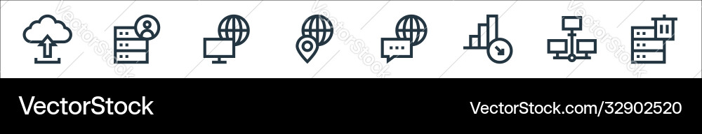 Big data line icons linear set quality Big data line icons linear set quality vector image