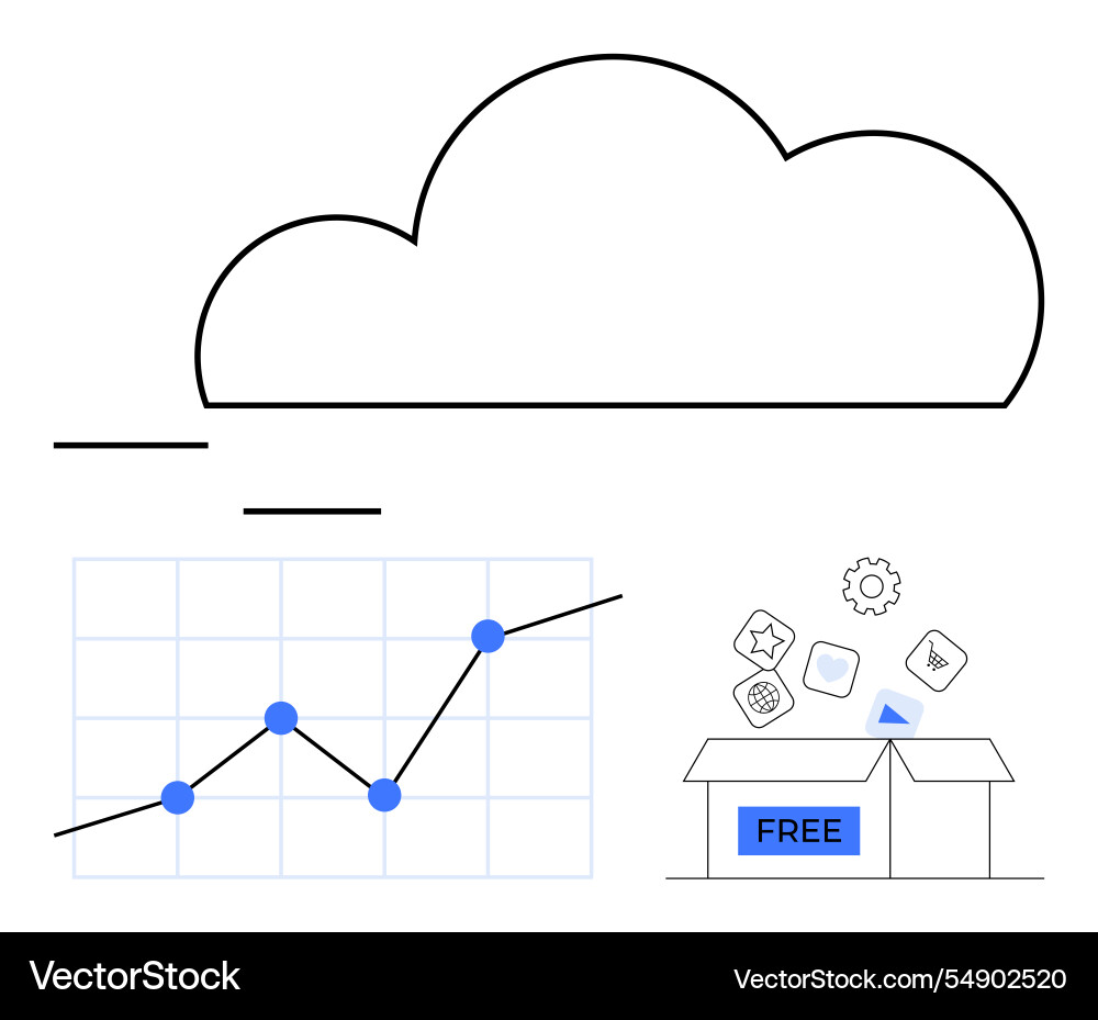 Cloud computing growth with rising analytics Cloud computing growth with rising analytics vector image