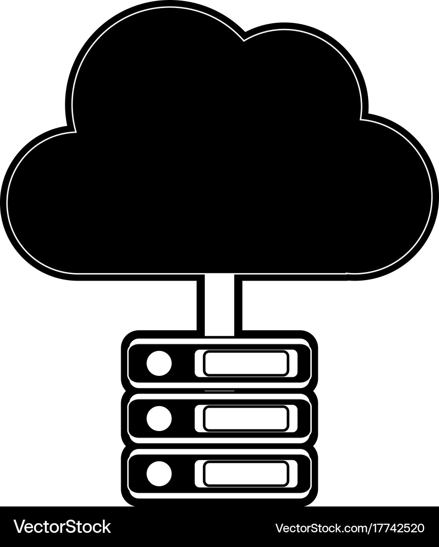 Cloud storage with servers and computer icon image Vector Image