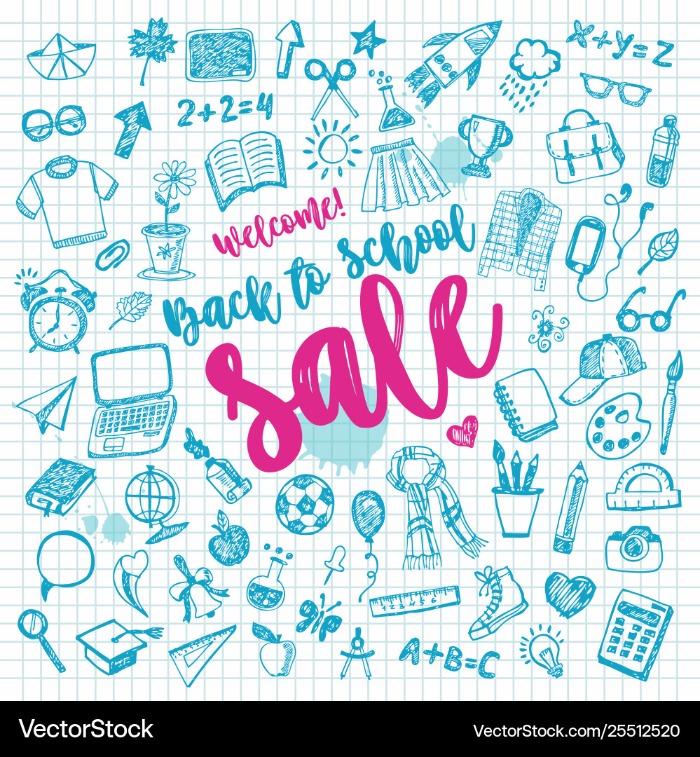 Colorful Back to School Doodle Set Vector Image