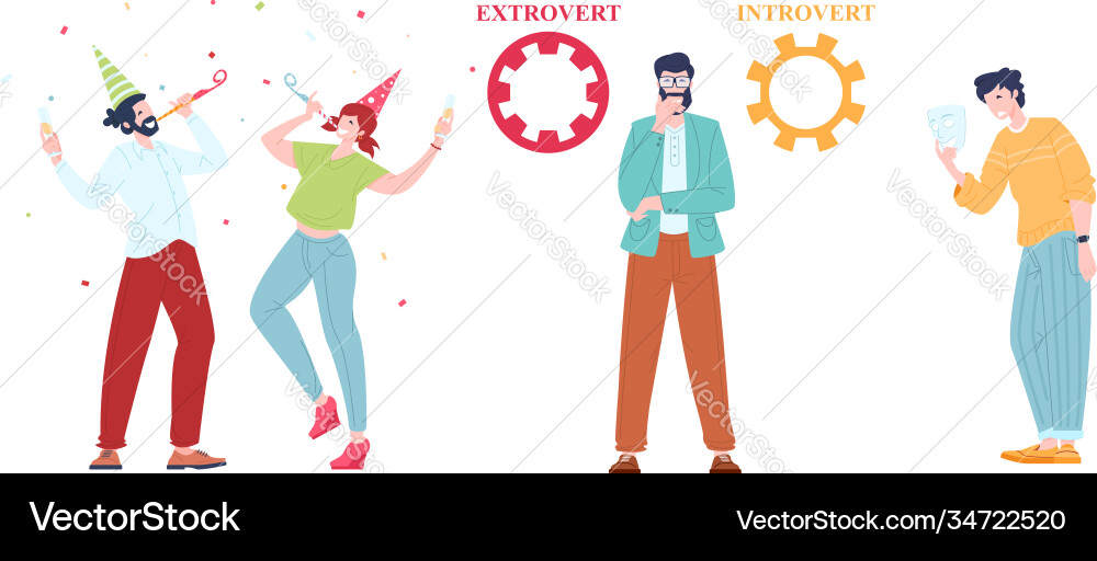 Extrovert vs. Introvert People vector image