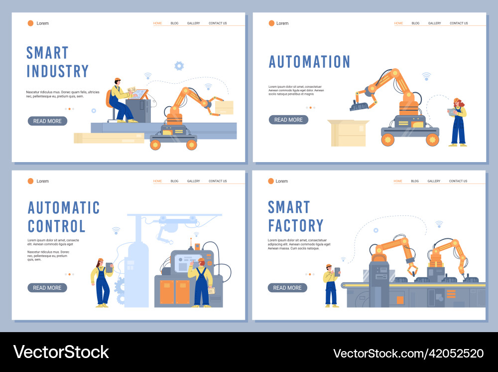 Factory with smart machines integration vector image